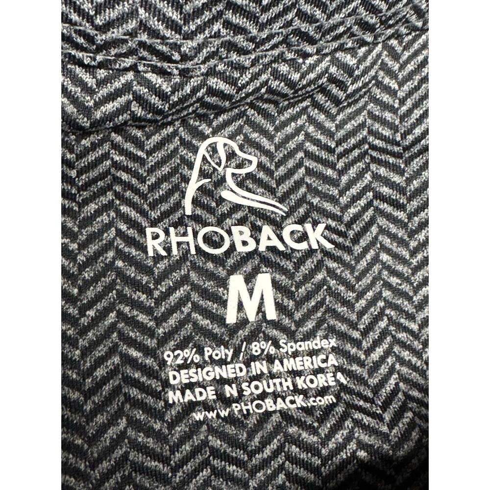 Rhoback M Black Gray Chevron Herring Bones Polo Shirt Athleisure Relax Golf - Picture 3 of 10